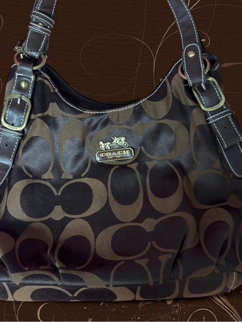 Coach Brown Signature Logo Shoulder Bag